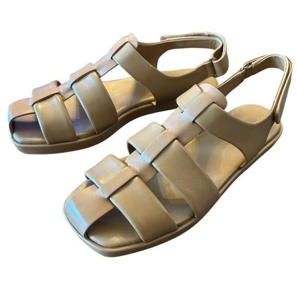 Vince Rava Strappy Fisherman Leather Sandals Minimal Sophisticated Tan NEW 10 - Picture 9 of 13